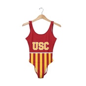 USC Trojans Women's Cardinal Striped Swimsuit